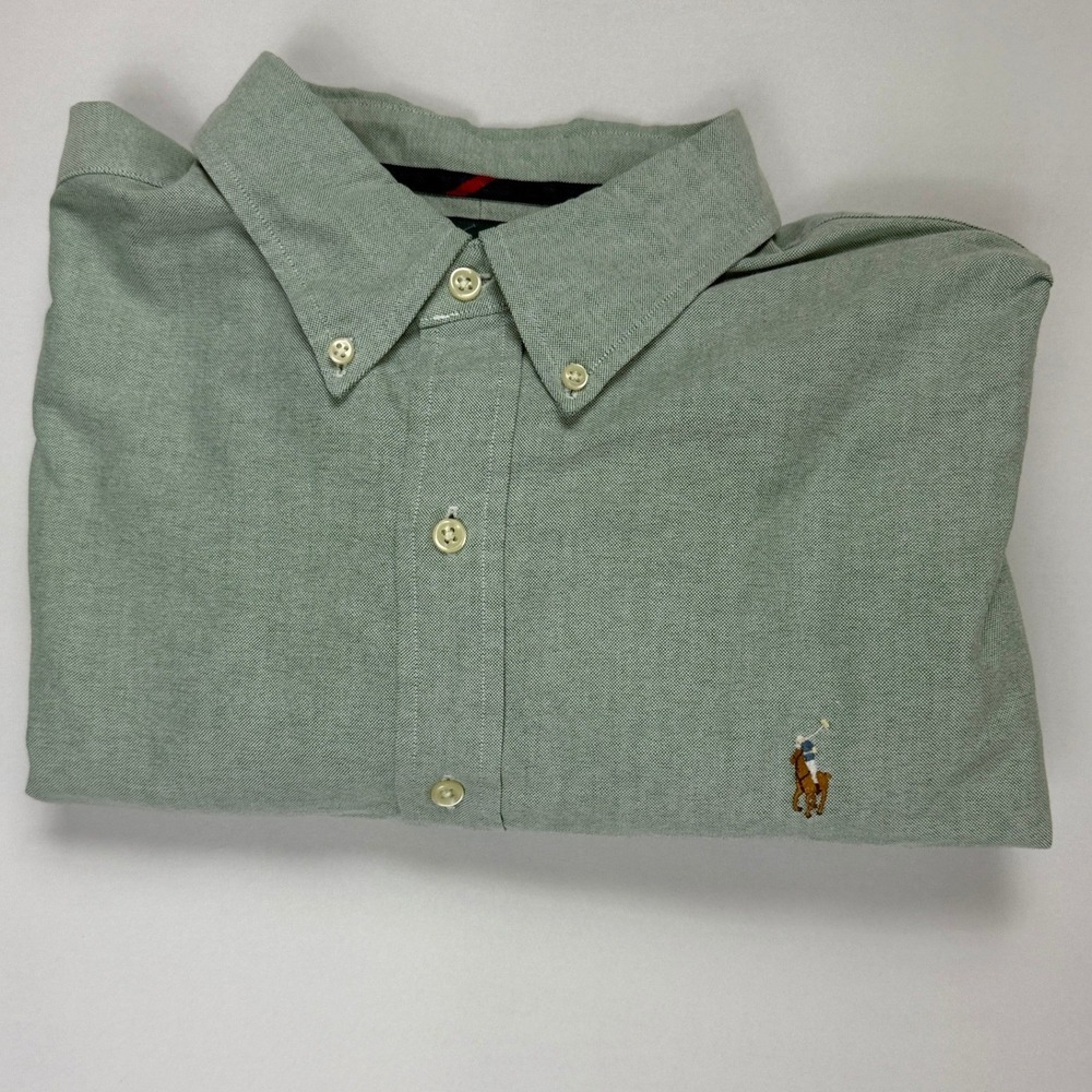 Ralph Lauren Mens XL Sage Green Oxford Flesh Pony Classic Fit Button Down Shirt - Picture 4 of 13